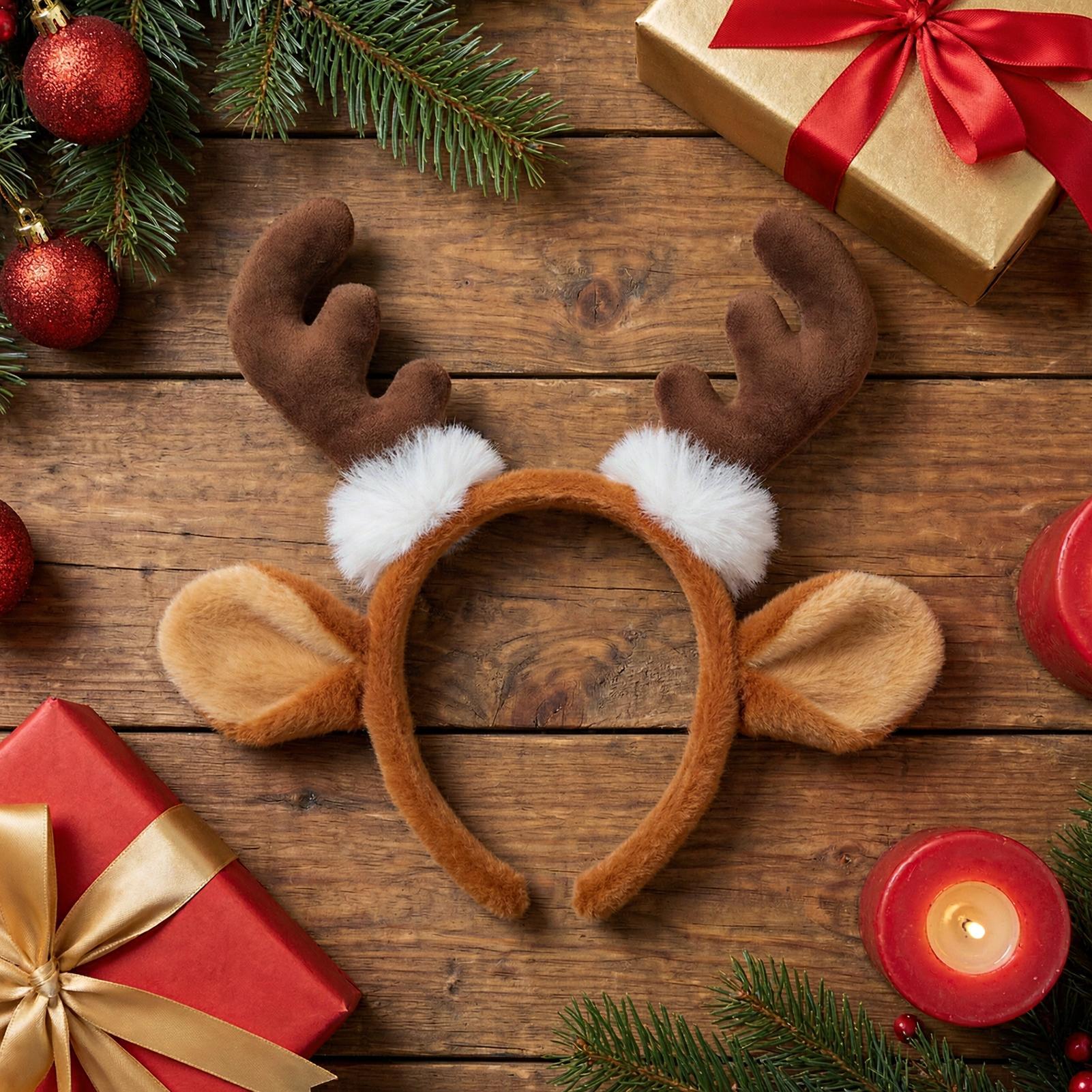 Reindeer Antlers Headband - Tiara de Natal com chifres de