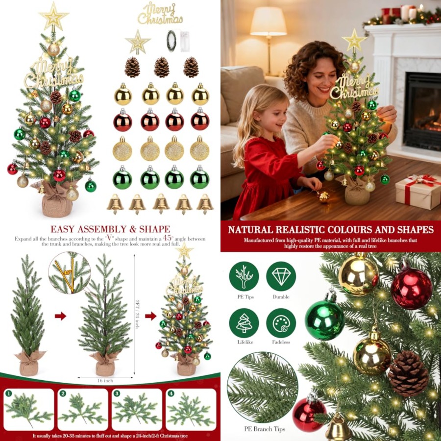 Mini Árvore de Natal de 2FT, Á - Christmas Tree Artificial avaliação e preço