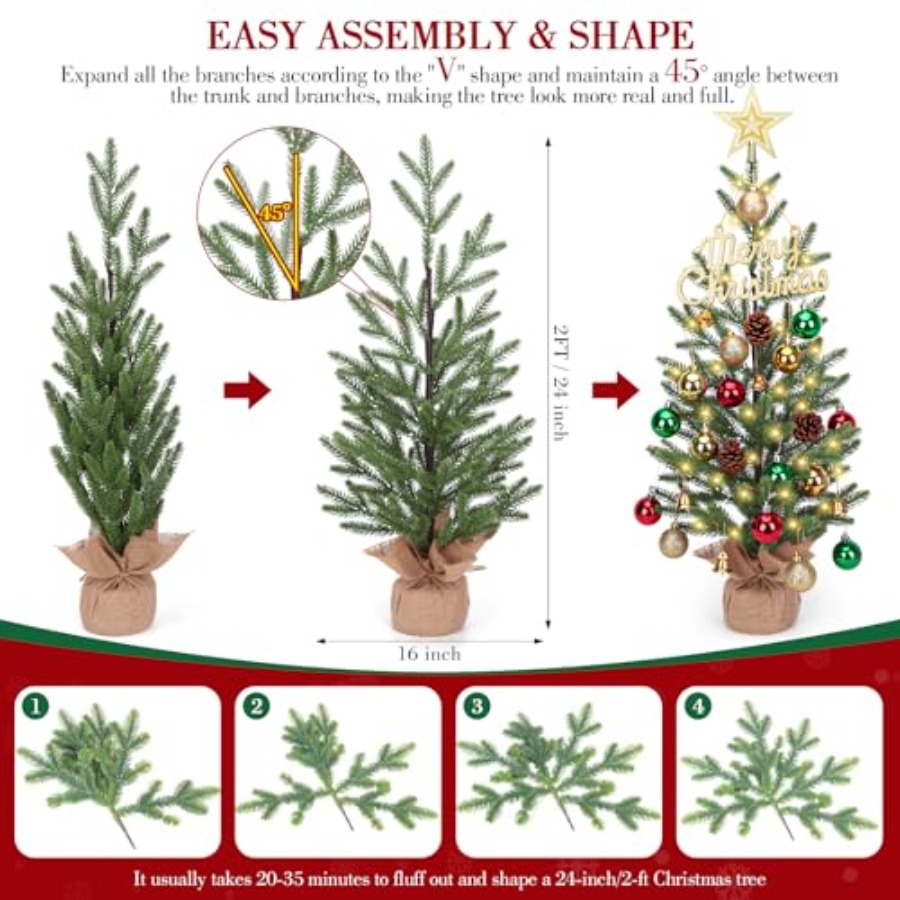 Mini Árvore de Natal de 2FT, Á - Christmas Tree Artificial avaliação e preço