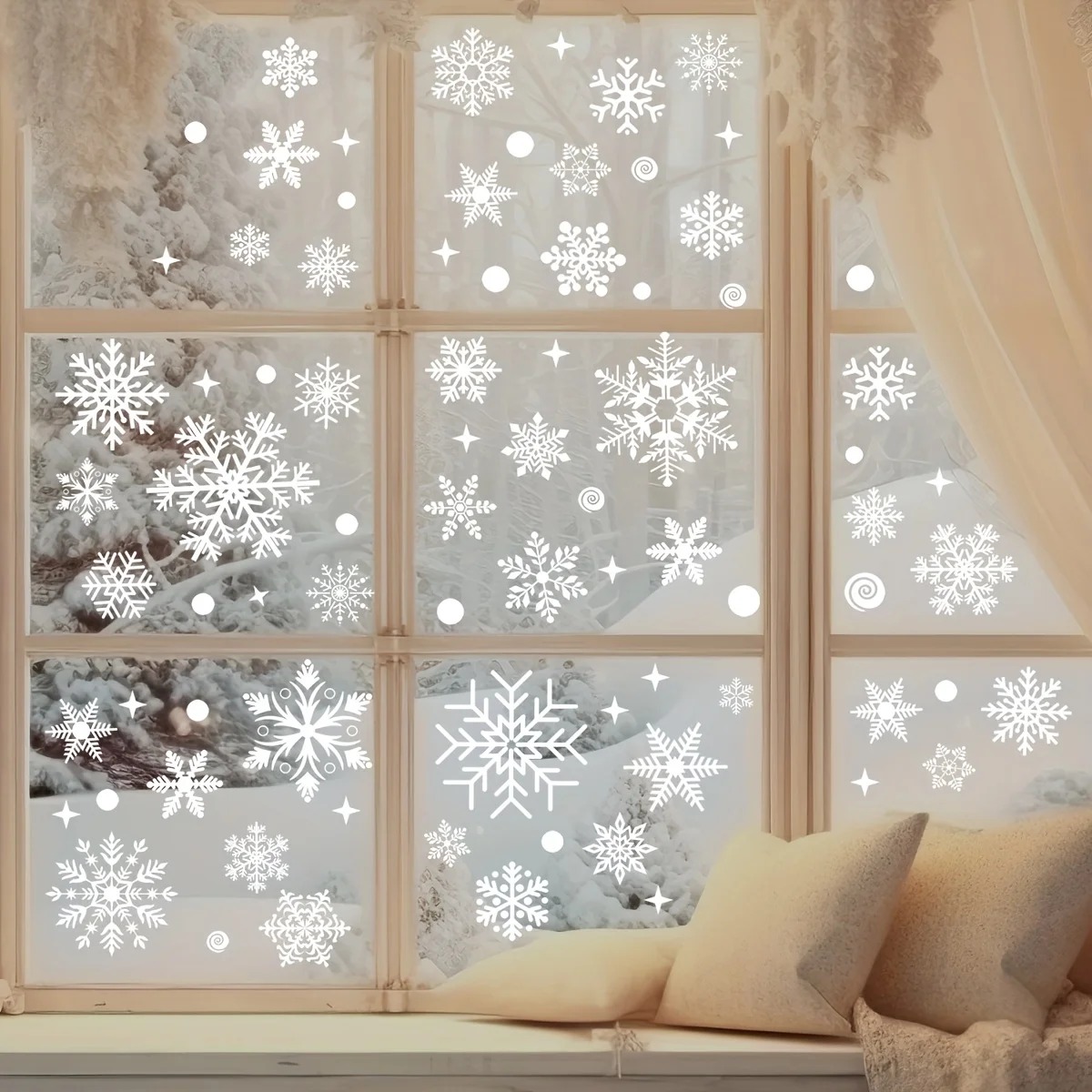 4 folhas/conjunto de autocolan - Snowflake Window Decal avaliação e preço